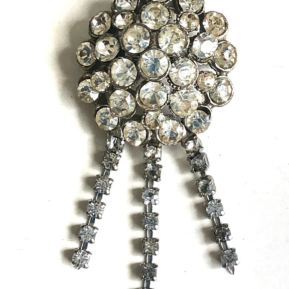 Vintage estate large clear rhinestone brooch - Picture 1 of 8